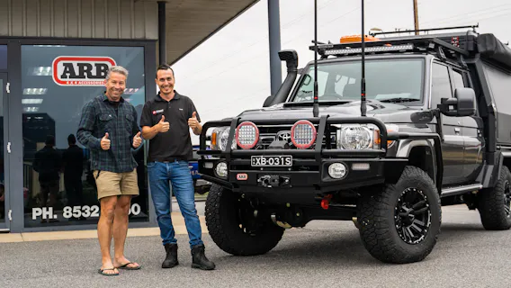 Handing over a new build to a customer at Jacksons 4x4