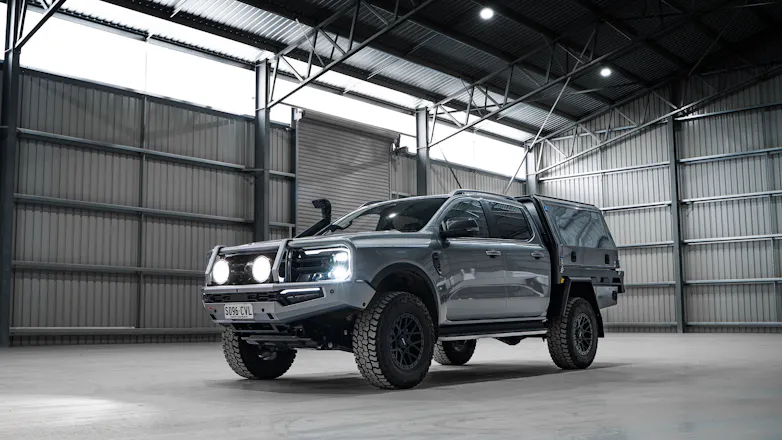 Silver Ford Ranger Next-Gen with ARB Summit MKII bull bar & Ultra Vision Lights