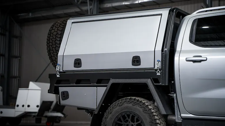 Silver canopy from Jacksons Australia, fitted to a Ford Ranger