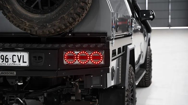 Rear view close up of Jacksons Australia canopy, fitted to 2023 Ford Ranger