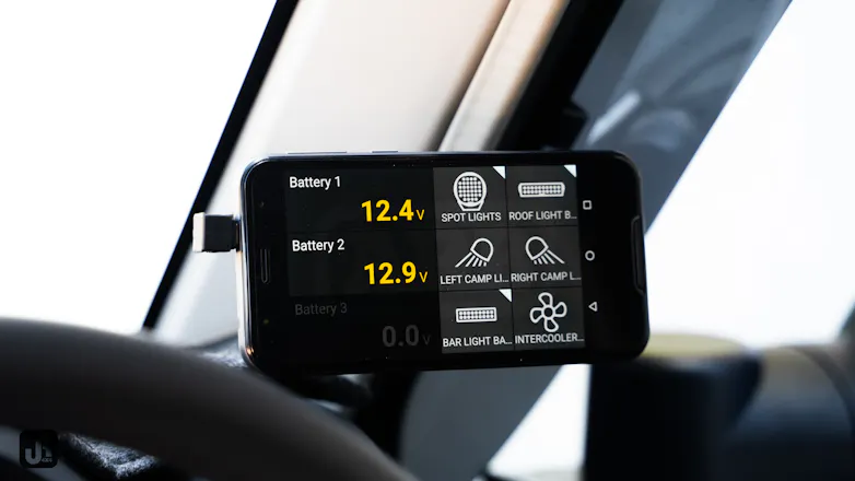 Battery display installed to the interior of modified 79 Series