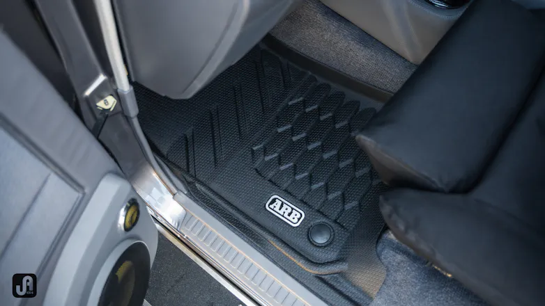 ARB floor mats inside of customised 79 Series Toyota Landcruiser