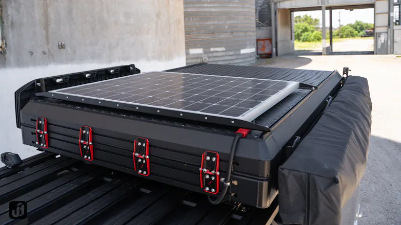 Redarc 200W solar panel fitted to roof of 79 Series Landcruiser