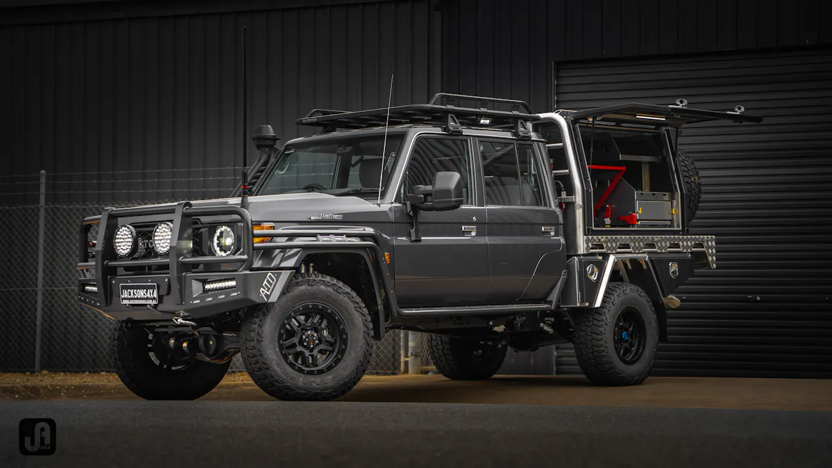 2024 Toyota Landcruiser 79 Series with ATD custom barwork and Norweld canopy