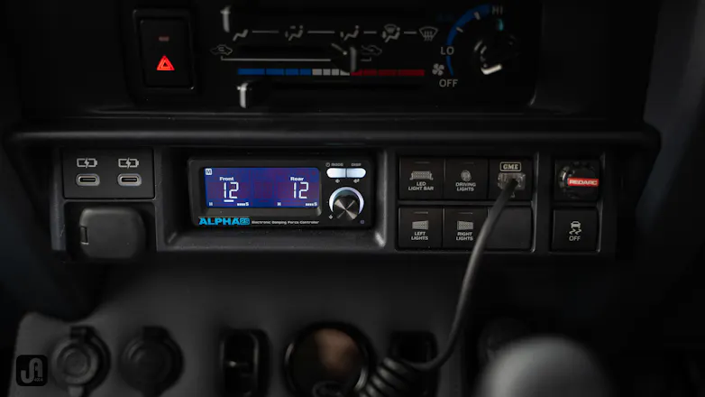 Closeup of interior control buttons of 79 Series fitout