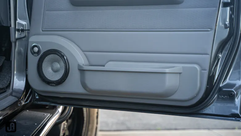 Interior of 79 Series Landcruiser front door including speakers