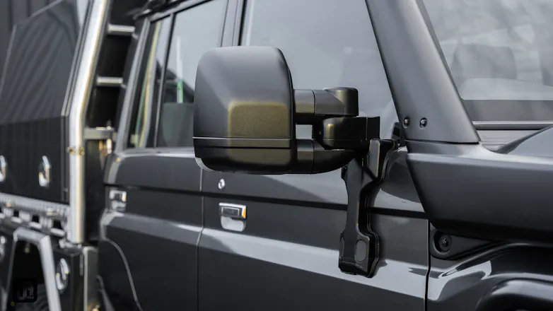 Clearview electric mirrors fitted to charcoal grey 79 Series Landcruiser