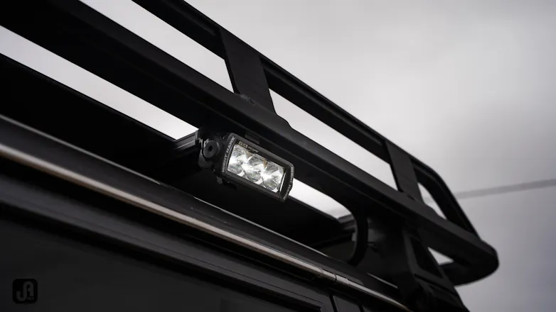 Lights under roof rack of custom build Toyota Landcruiser