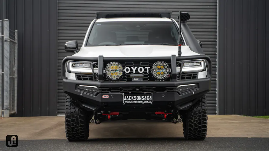 White 300 Series Landcruiser with ARB bullbar
