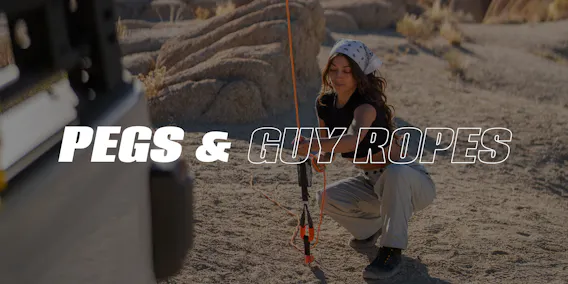 Pegs and guy ropes for camping