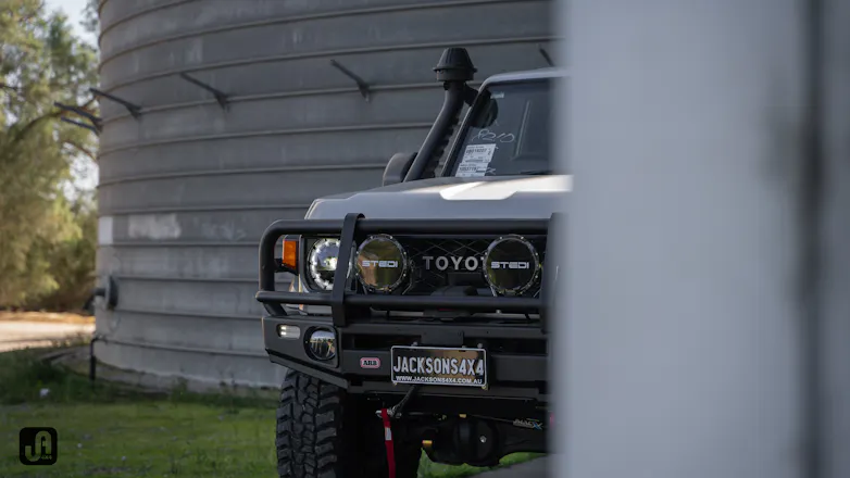 Silver 79 series Toyota 4x4 with Jmacx 4200kg GVM upgrade