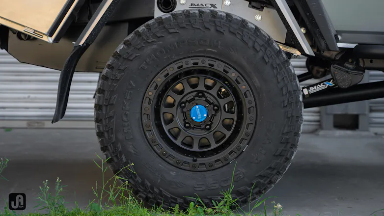 Silver 79 series Toyota 4x4 with Mickey Thompson Baja Boss tyres
