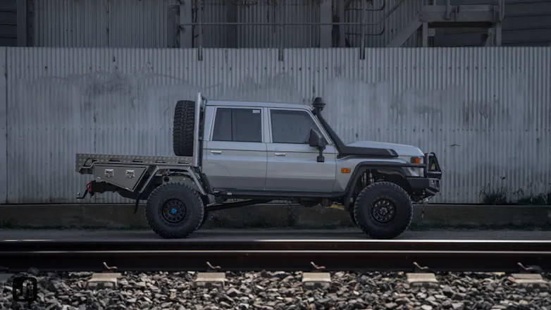 Silver 79 series Toyota 4x4 with Jmacx 4200kg GVM upgrade