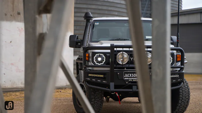 Silver 79 Series Toyota Landcruiser with Jmacx 4495 Super Chassis package