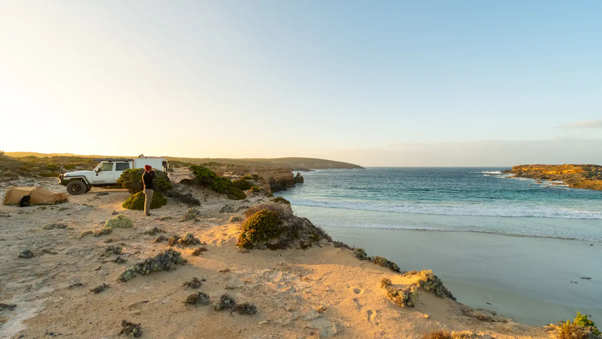 Camping in Whalers Way on the very tip of the Eyre Peninsula in South Australia